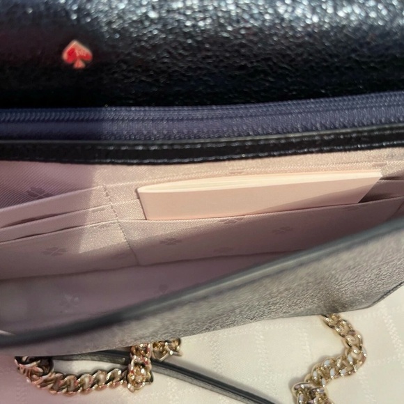 Kate Spade New York Spencer Metallic Navy Gold Chain Crossbody - Picture 4 of 7